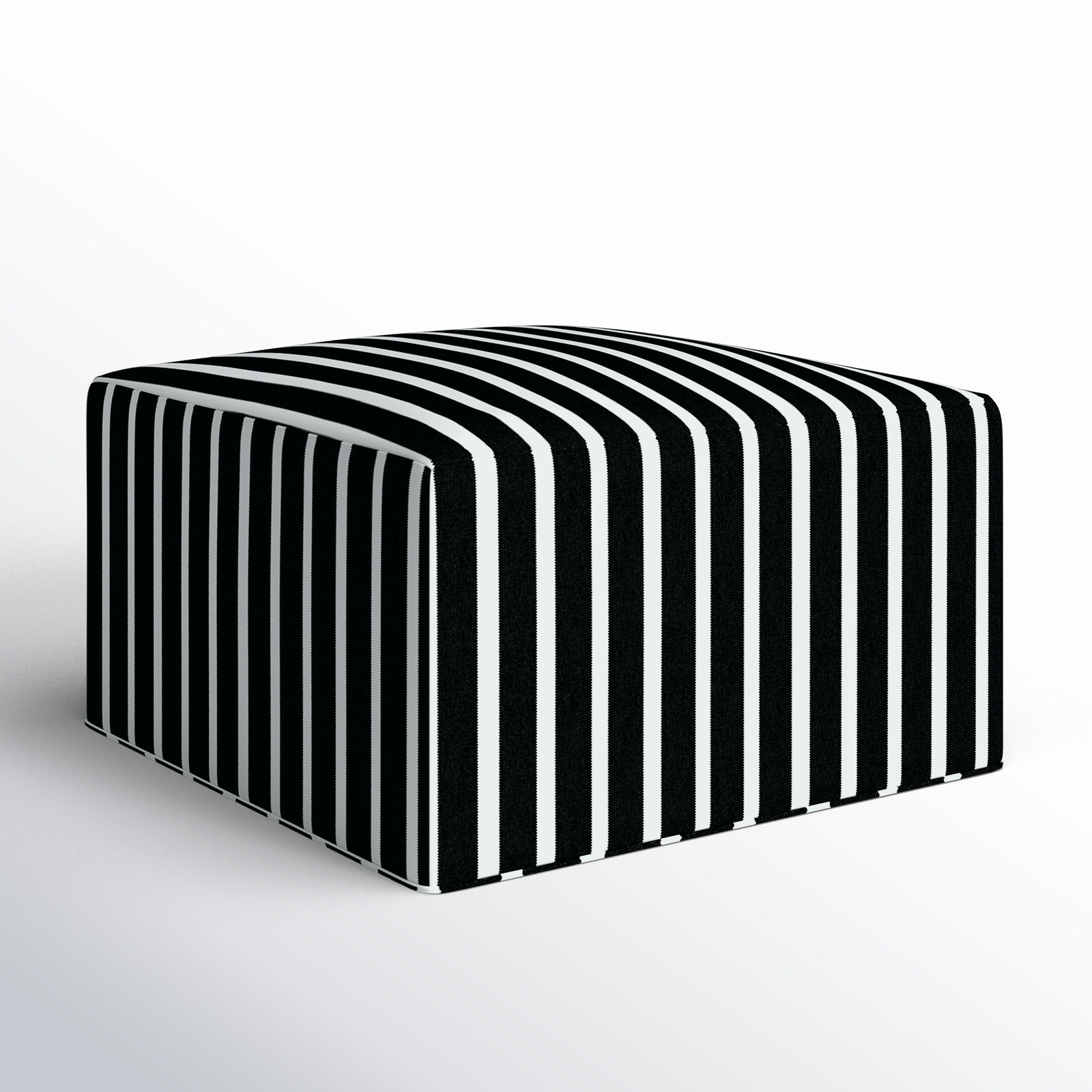 Eliana  Outdoor Ottoman, Shore Classic Black Stripe Sunbrella®