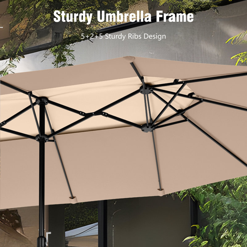 Rectangular Market Parasol, Dark Beige, 274.3cm W x 457.2cm D