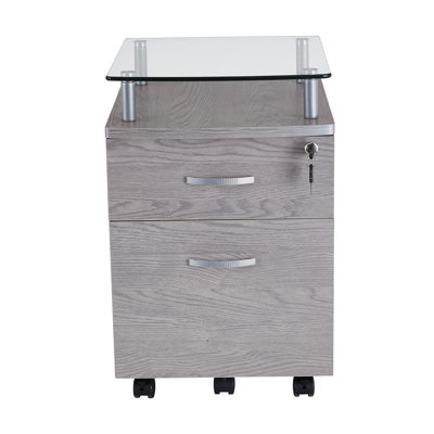 Techni Mobili Rolling File Cabinet With Glass Top by Wildon Home