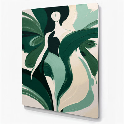 Art mural abstrait en métal vert 95