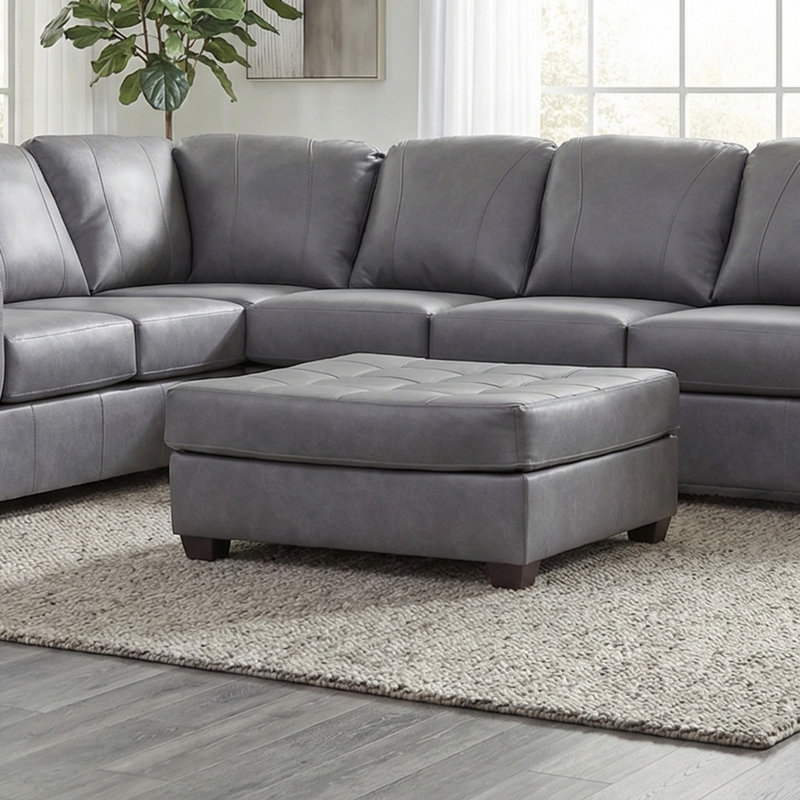 38" Upholstered Rectangular Ottoman - Urban Slate, Urban Slate