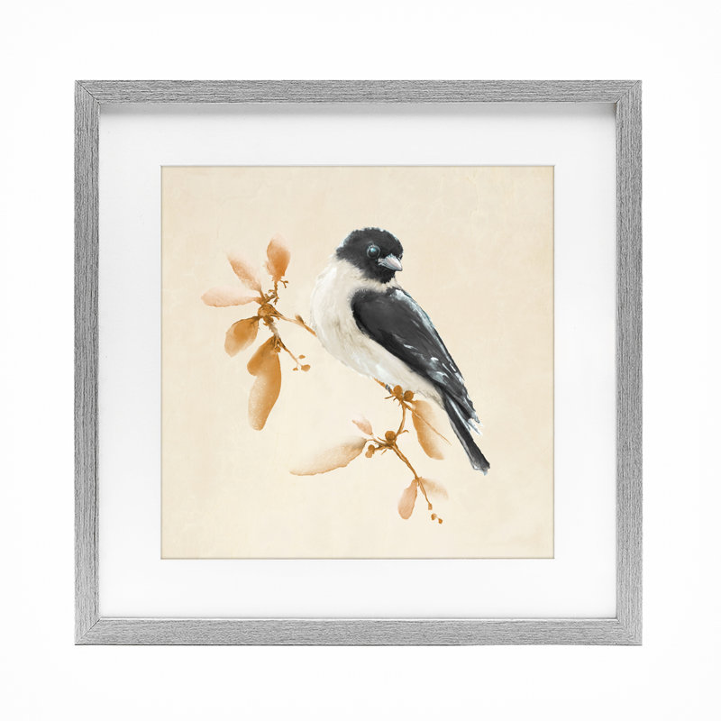 Impression subtile de mésange aquarelle sous verre, conception de Diannart, Cadre de ferme gris, H 16 po x l 16 po