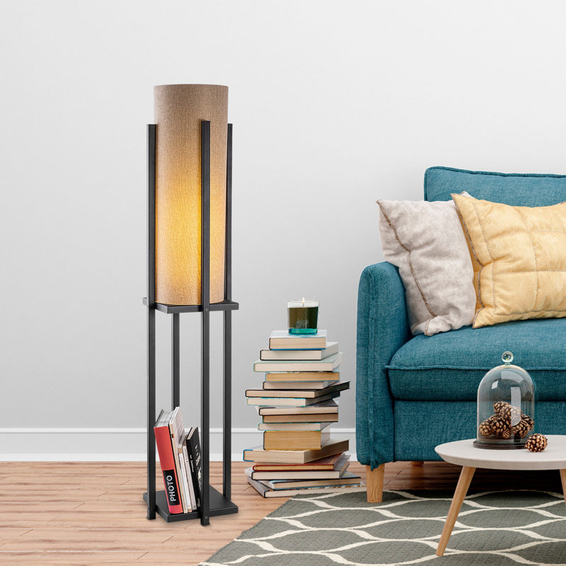 Lampe sur pied colonne 9,83 "Cawe, Noir, Brun