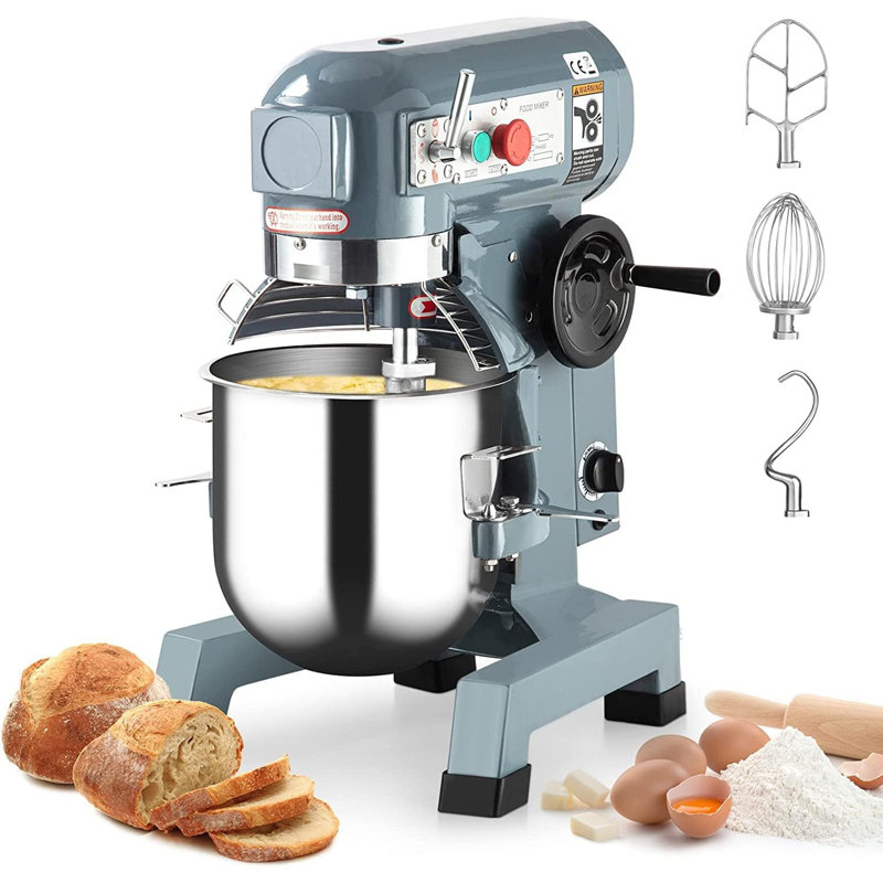 Mélangeur commercial de 20 pte, mélangeur sur socle en acier inoxydable 1250W avec 3 vitesses, mélangeur à grande capacité pour la boulangerie, la pizza, le restaurant
