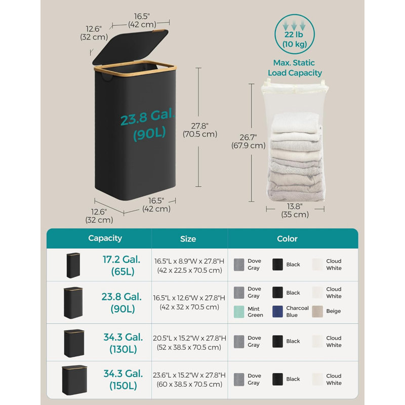 Canvas Laundry Room Organiser, Black