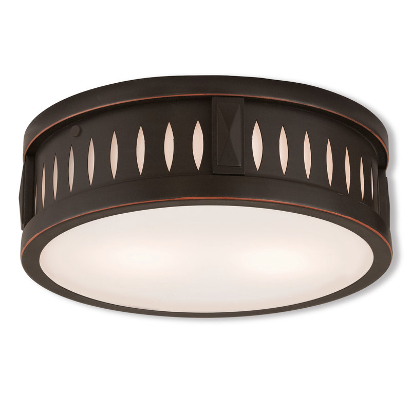 Plafonnier encastré en cristal 2 lumières Baudilio, Bronze vieilli