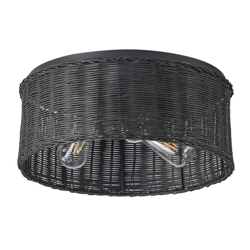Plafonnier rond en fer rotin 3 lumières