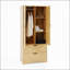 Armoire 2 portes en bois avec tringle, tiroirs, lumière à induction et miroir pour le rangement de la chambre à coucher