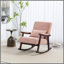 Fauteuil à bascule d'appoint moderne du milieu du siècle avec structure en bois massif, fauteuil de salon rembourré, fauteuil de lecture pour chambre ou véranda-1523119884