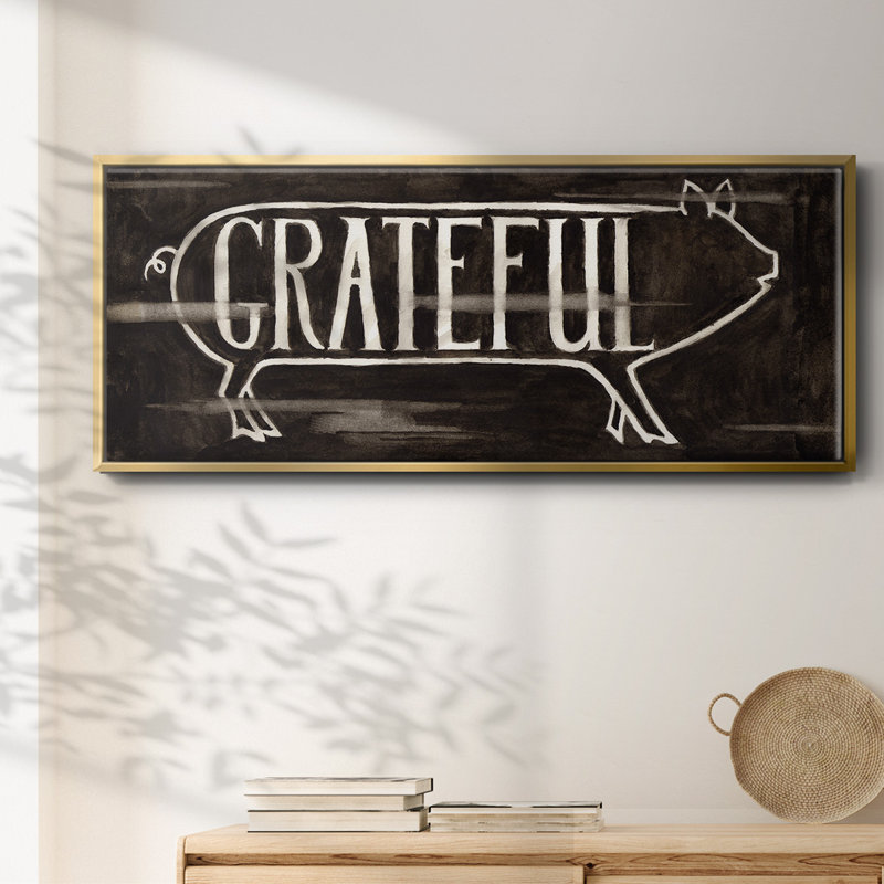 Grateful Pig- Framed Canvas, 20" H x 50" W