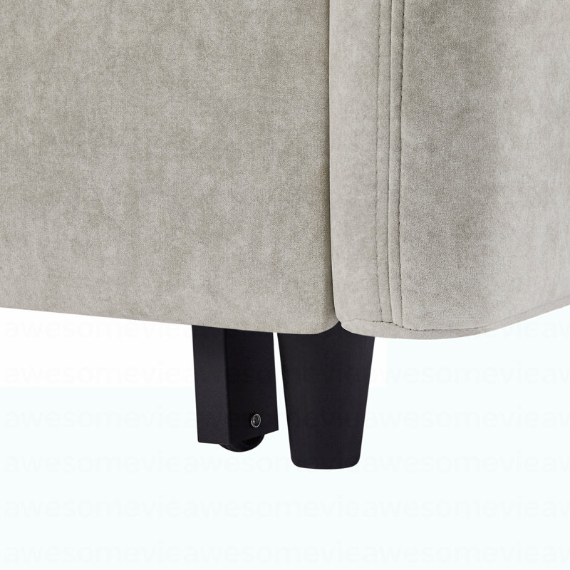 Canapé-lit de 55,1 po avec canapé-lit escamotable avec dossier ajustable, poches de rangement, 2 coussins moelleux, ports USB pour le salon, la chambre à coucher, l’appartement, le bureau, beige