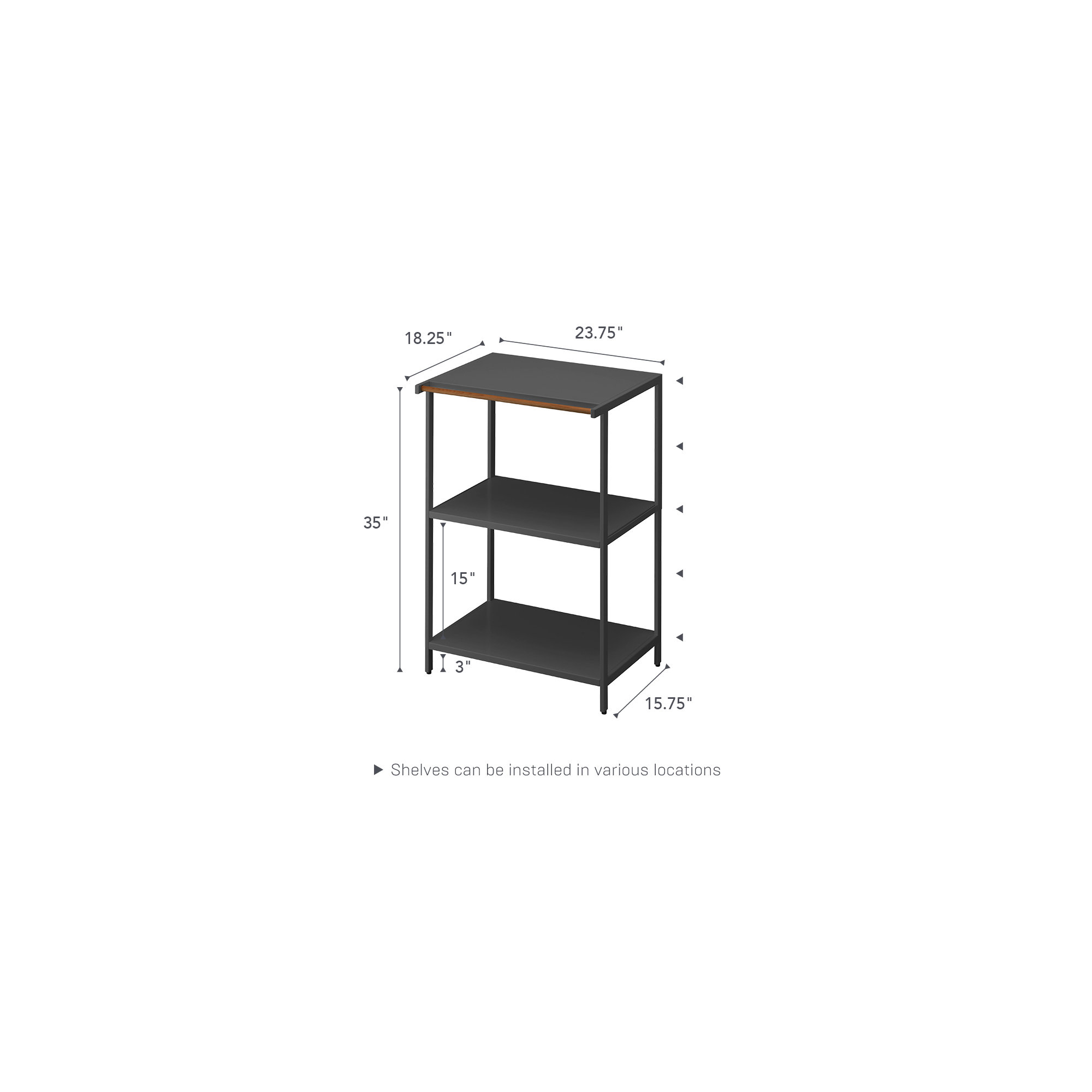Yamazaki Home 3-Tiered Storage Rack - Kitchen Shelf Organizer, Short, Steel, Short, Black