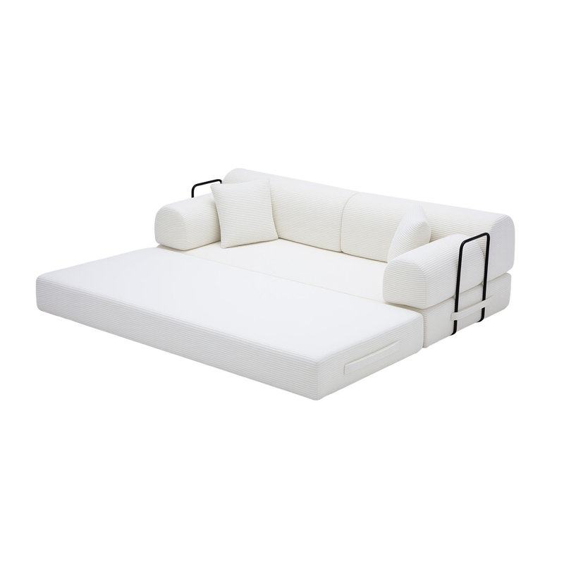 Convertible Corduroy Sleeper Sofa Bed - 4-in-1 Folding Mattress Floor Couch with High-Resilience Foam for Living Room & Studio