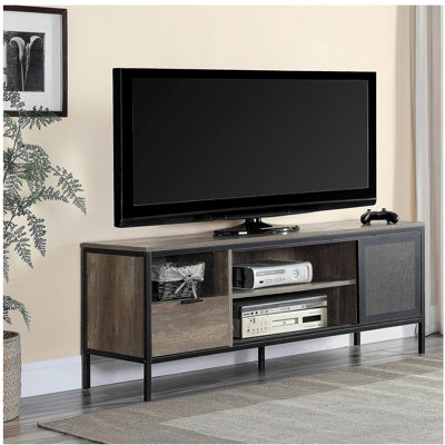Rustic Oak and Black 1-Drawer TV Stand