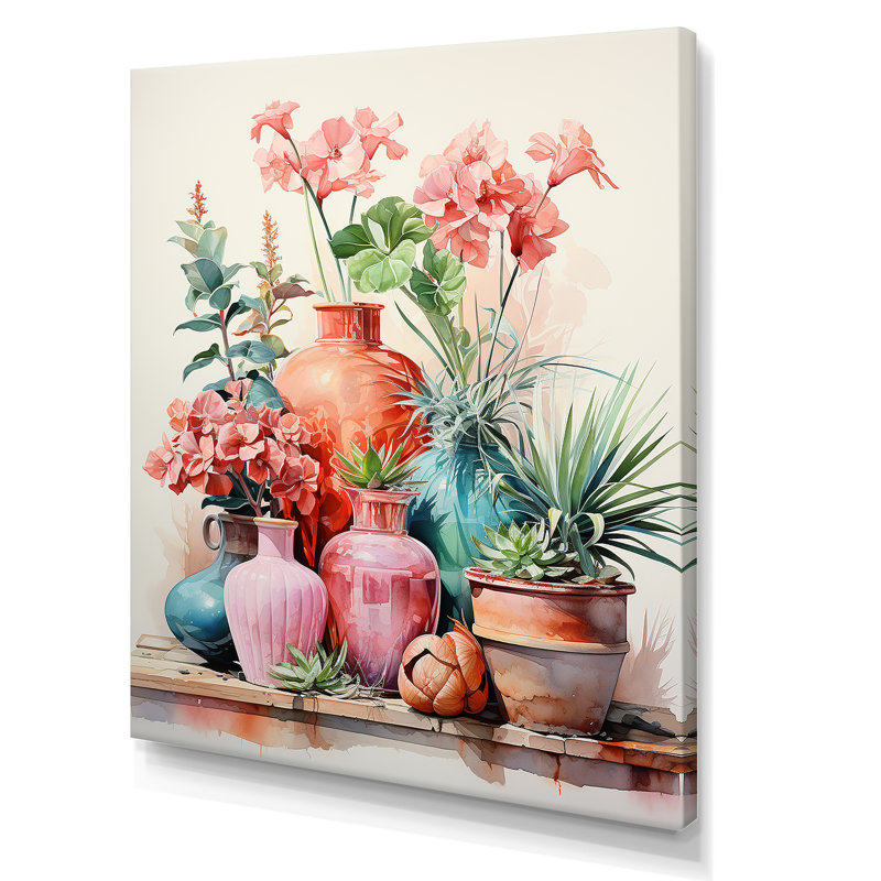 Art floral floral poterie Perfection IV - Boho, Toile tendue, 32" H x 24" W