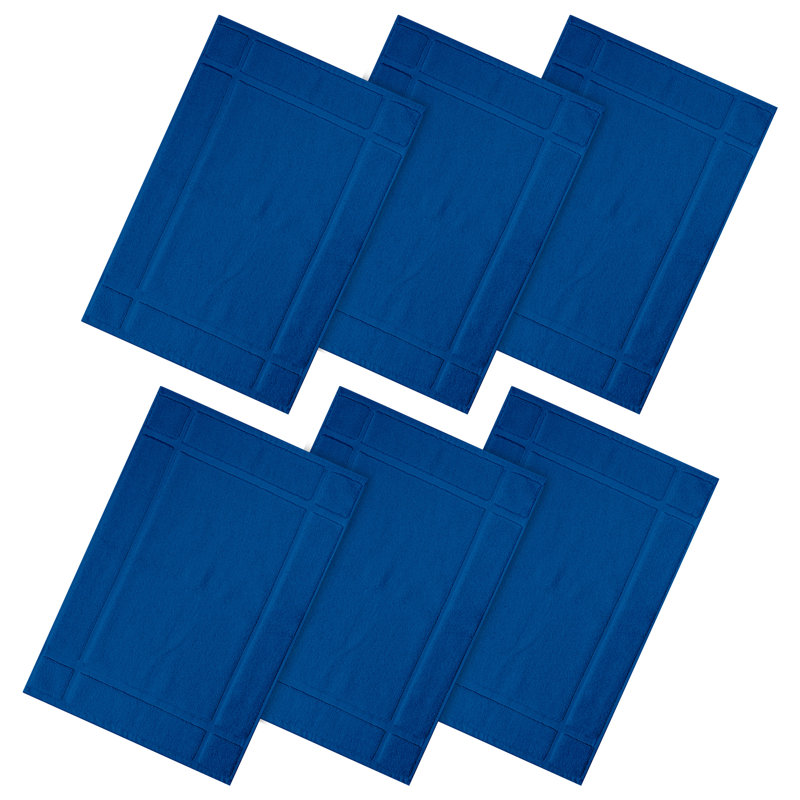 1350 GSM 100% Cotton Solid Bath Mat for Bathroom Floor , Navy, 24" W x 17" L