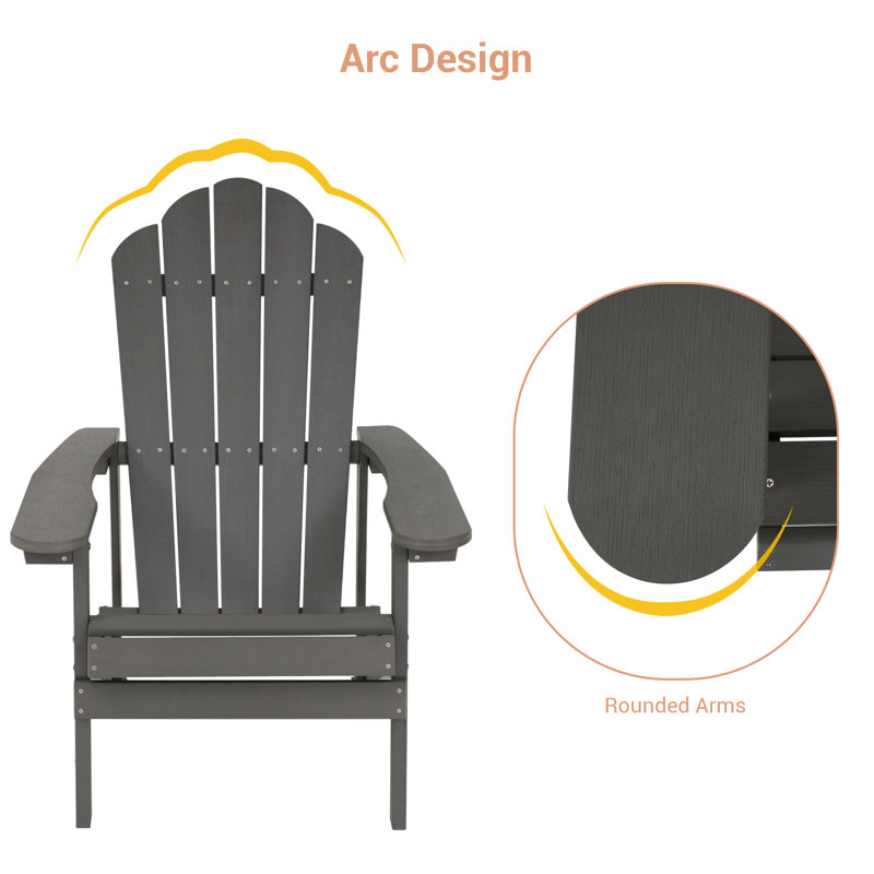 Chaise Adirondack en plastique Inniss, Gris charbon