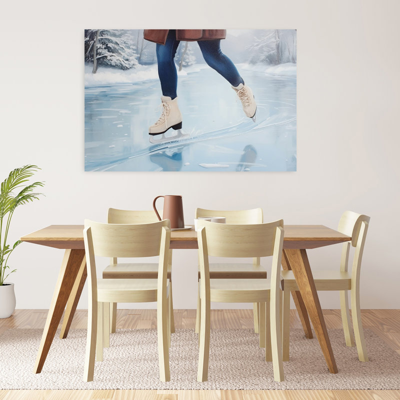 «Winter Ice Skating Scene Abstract Contemporary Landscape Winter», reproduction d'art mural, H 32 po x l 48 po