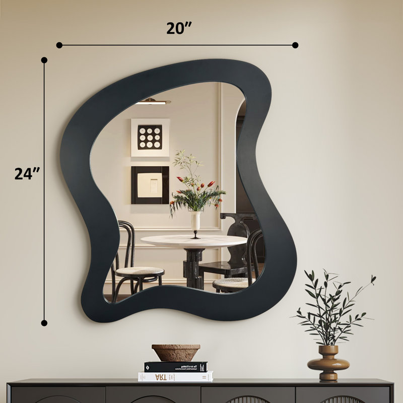 Miroir mural irrégulier, 20 po x 24 po, Noir, noir, noir, noir