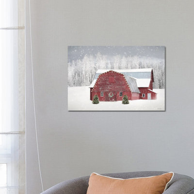 Red Christmas 1 Piece Wrapped Canvas Painting