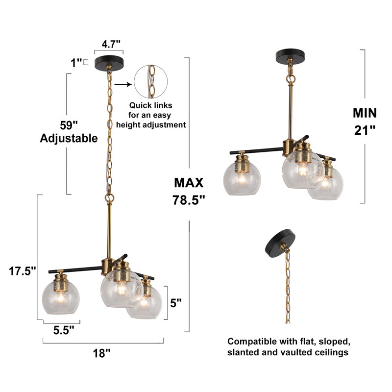 Jaspriya 3 - Light Dimmable Globe Chandelier