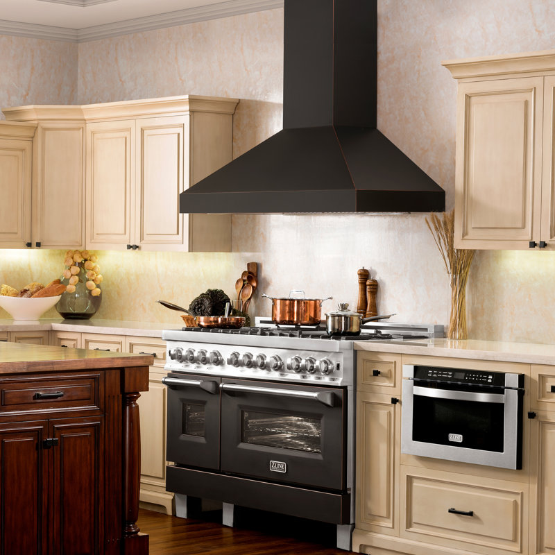 30" 400 CFM Convertible Wall Mount Range Hood, Oil-Rubbed Bronze, 36" W