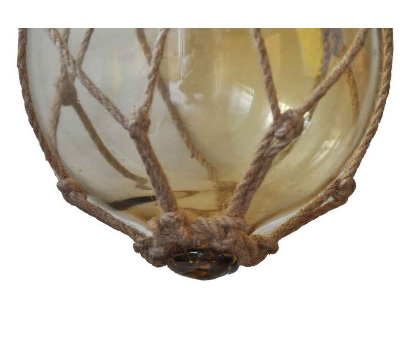 Décoration murale boule flotteur de pêche en verre japonais, H 8 po x l 4 po x P 4 po, Brun ambré