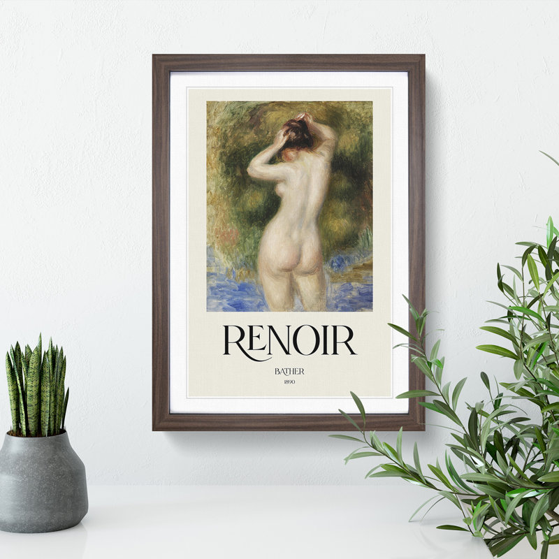 Bather by Pierre-Auguste Renoir - Single Picture Frame Print on MDF, 65cm H x 48cm W x 2cm D, Walnut Framed