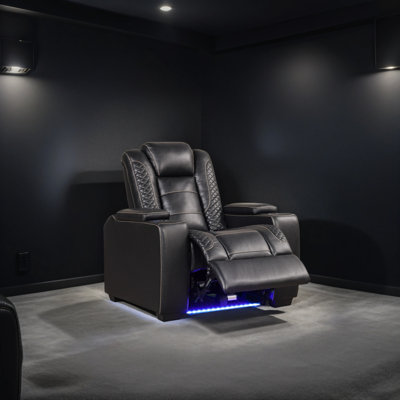 39" Adjustable Headrest Power Recliner With Cup Holders