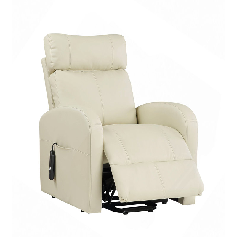 Fauteuil inclinable électrique en cuir synthétique, Beige