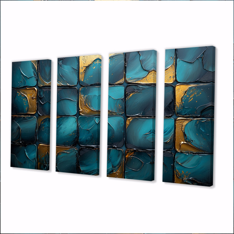 Carreaux émeraude et bleu Highland Tartan Tiles II - Boho Tiles, art mural, H 32 po x l 64 po