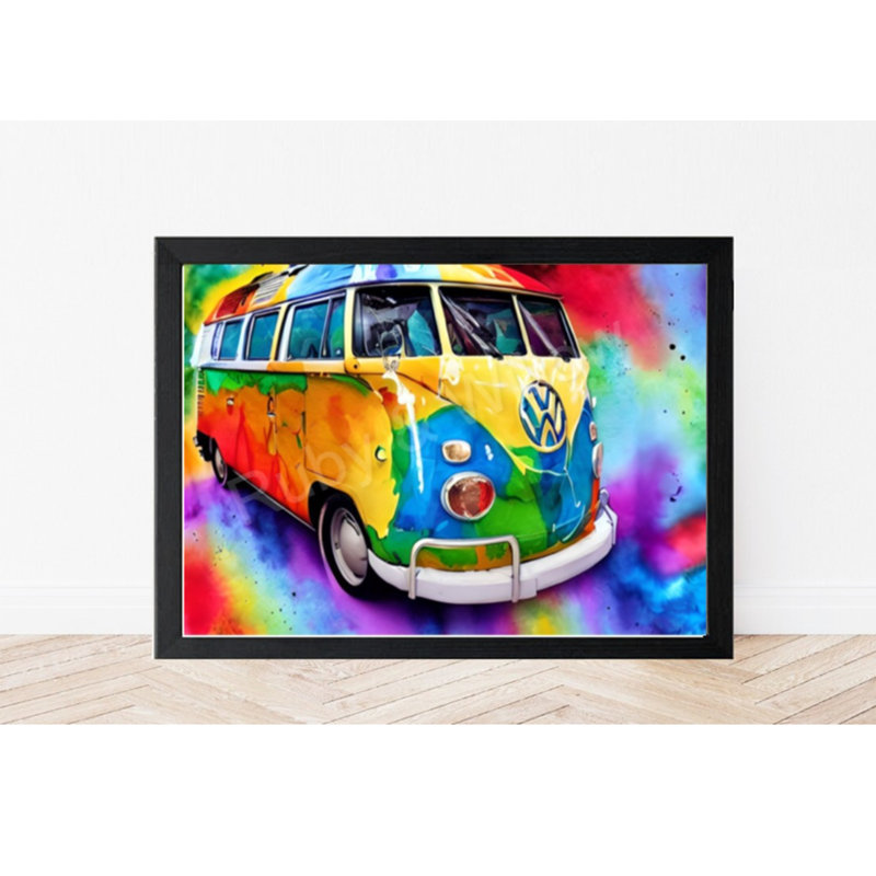 Campervan Print - Colourful Camper Van Picture - Rainbow Wall Art - Hippy Bohemian Quirky Wall Art