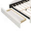 Lit plateforme tapissier en velours avec tête de lit à oreilles, 1 grand tiroir et 2 tabourets de rangement latéraux (beige)-304417775