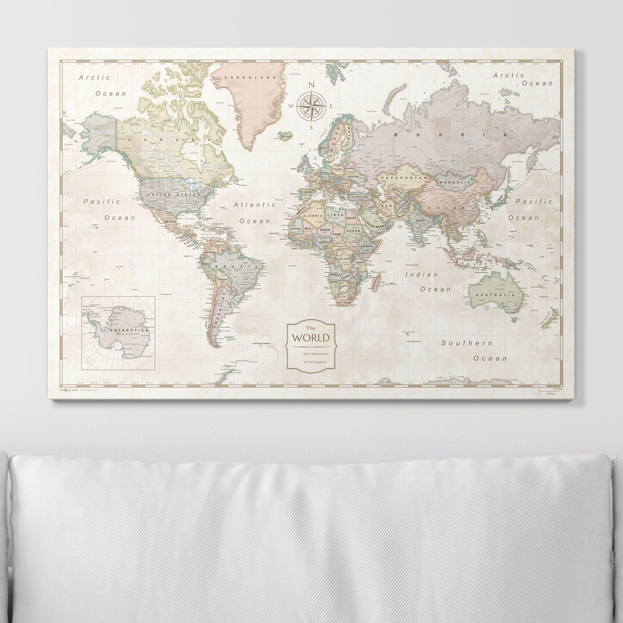 Breakwater Bay World Push Pin Travel Destination Map, Pinable Canvas W ...