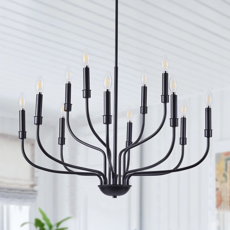 Lustre industriel 12 lumières à bougie classique