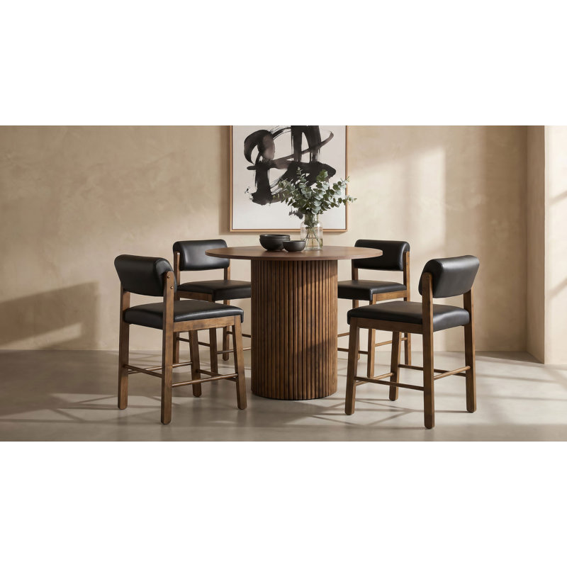 Ensemble de salle à manger à hauteur de comptoir 5 pièces Weidar, Black/Walnut, Walnut