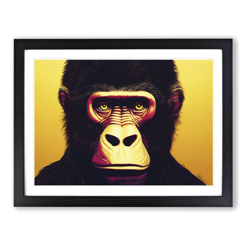 XH1022-6096X Modern Gorilla Art Vol.3 - Single Picture Frame Print, Black, 46cm H x 64cm W