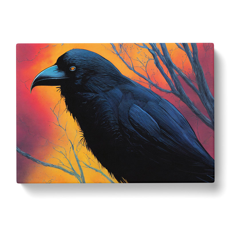 Beaming Raven Bird - Wrapped Canvas, 50cm H x 76cm W x 3cm D