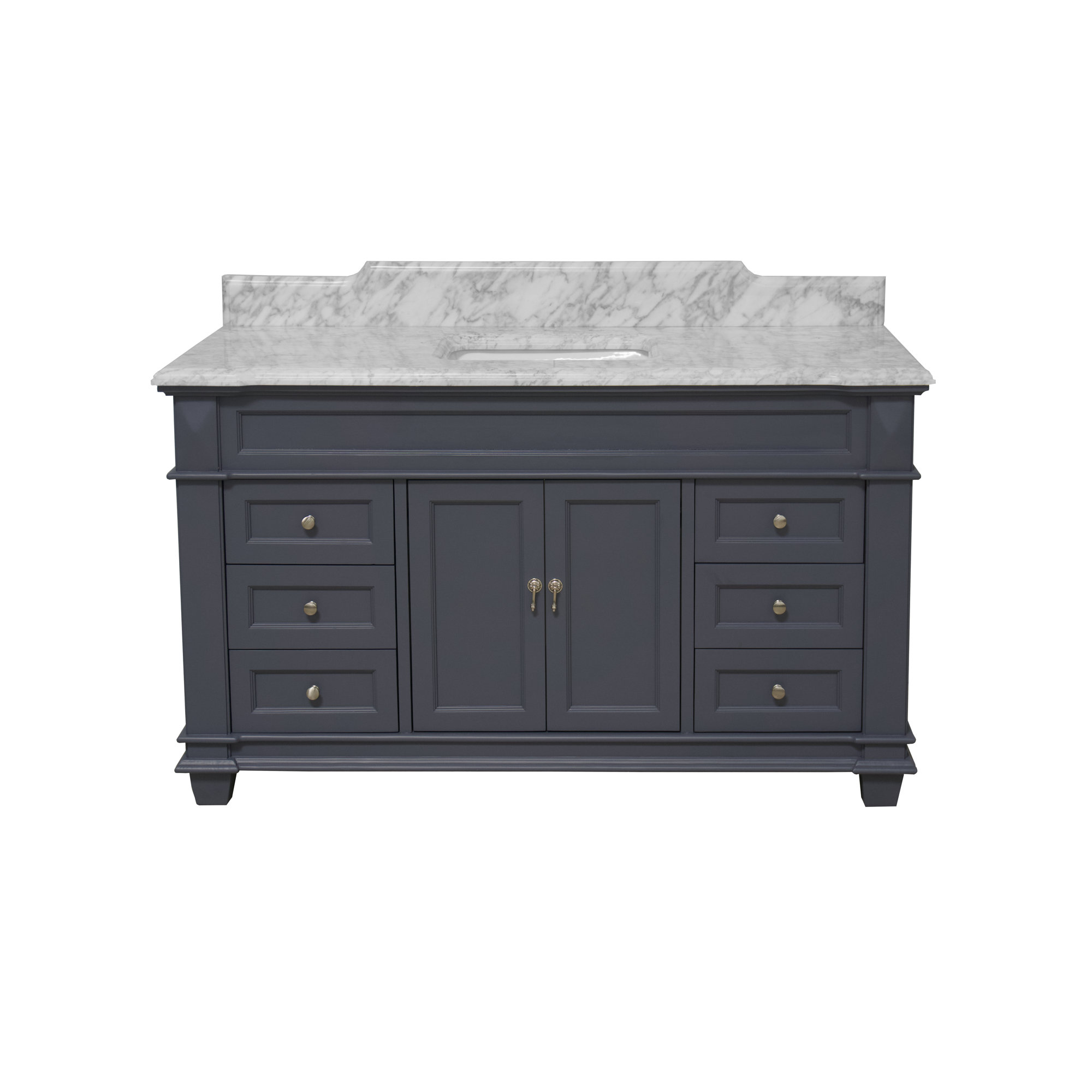 Ensa 60'' Single Bathroom Vanity, Carrara Marble, Marine Gray