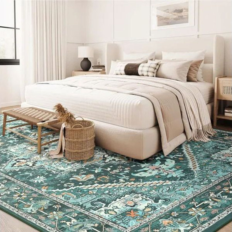 Tapis à motif floral lavable Fillender, Rectangle 10 pi x 14 pi