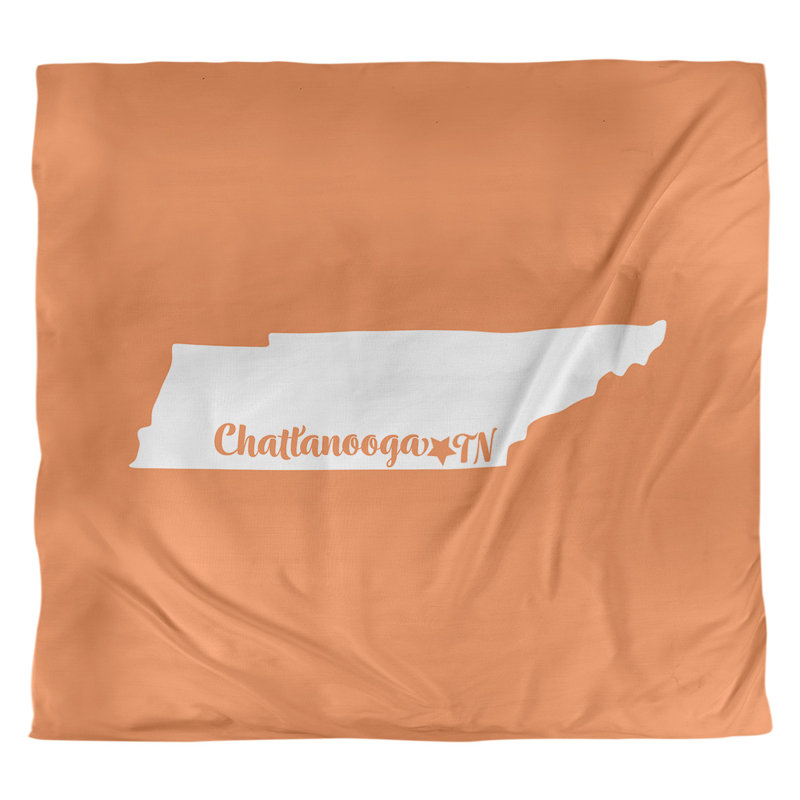 Housse de couette réversible simple Chattanooga Tennessee, Housse de couette pour très grand lit, Orange, Polyester brossé