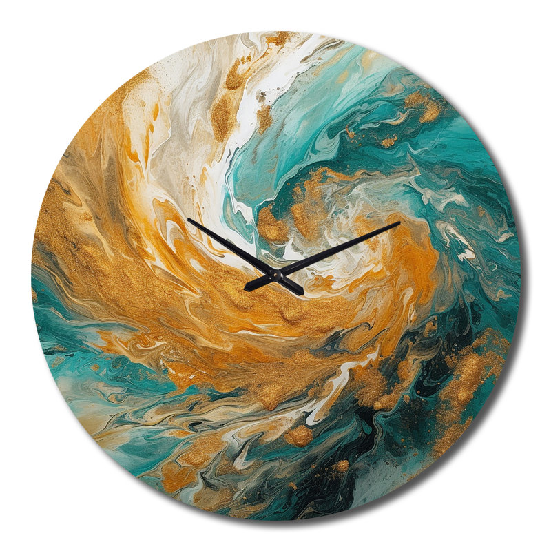 Horloge murale en or Golden Spiral Waves, Très grand