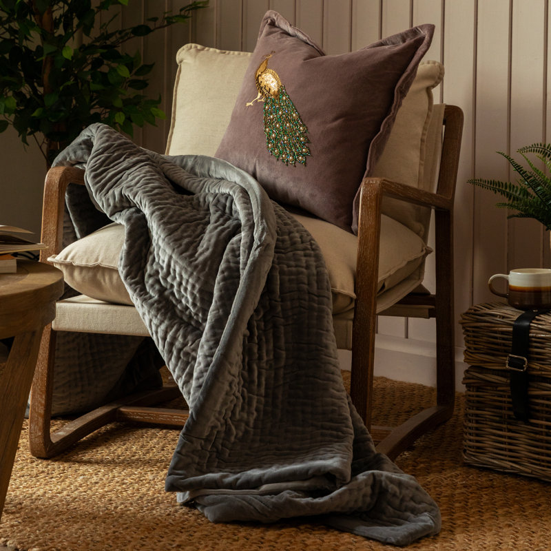 Haze Quilted Throw Blanket, Grey