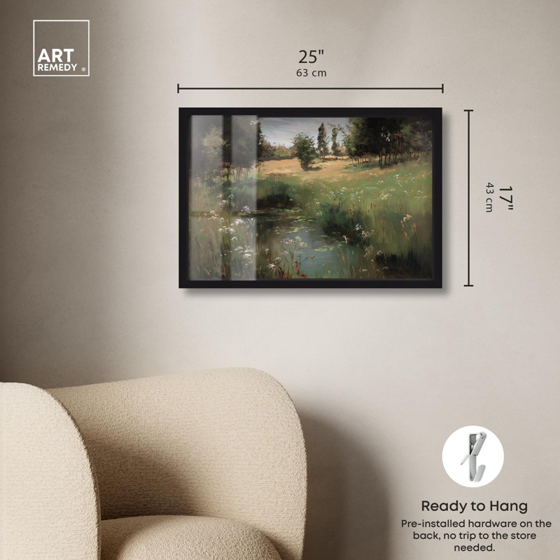 «Hidden Pond Spot Shadowbox» par Art Remedy, H 17 po x l 25 po, Noir