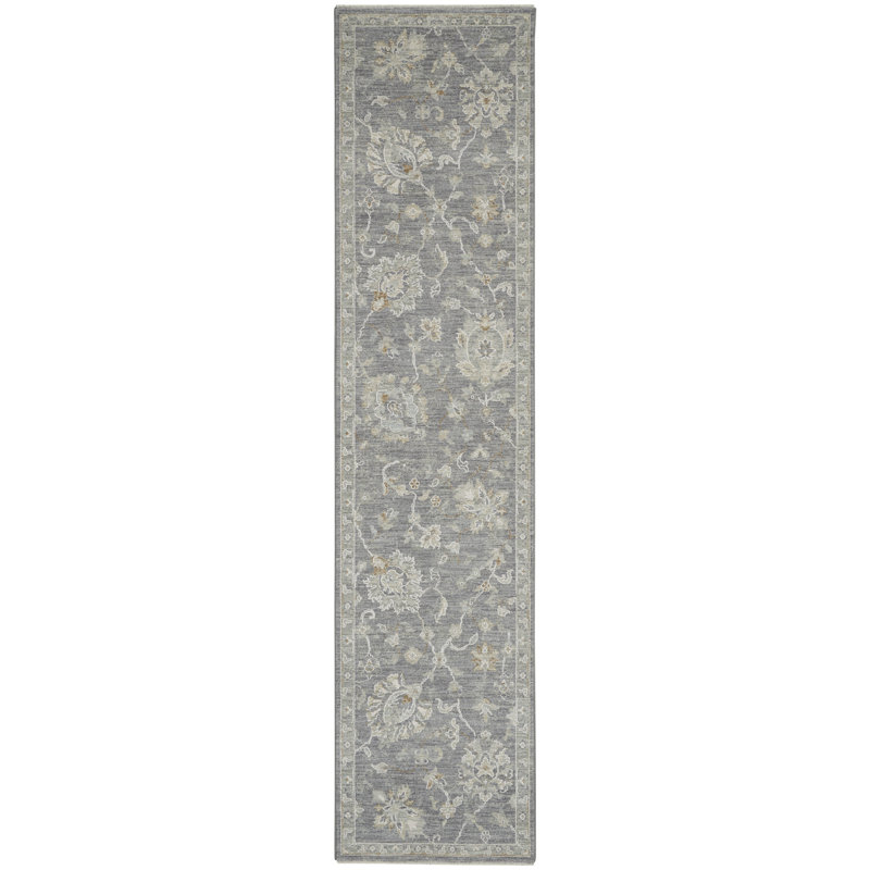 Tapis traditionnel noir Ryann, Tapis de couloir 2 pi 3 po x 10 pi 2 po
