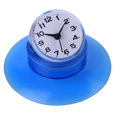 Mini Bathroom Kitchen Mirror Suction Wall Clock Shower Waterproof Quartz Clocks Decoration Blue