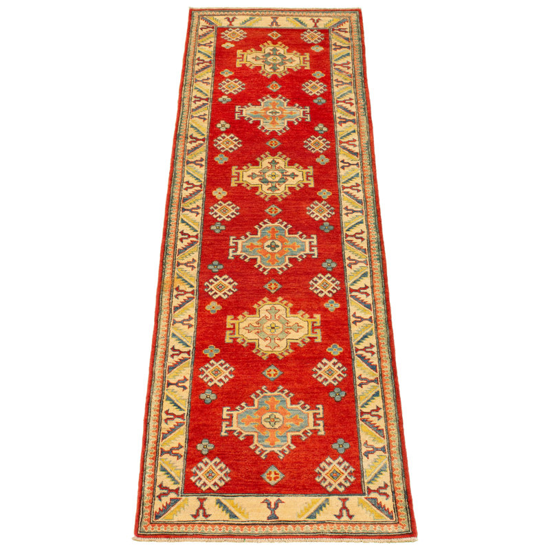 Tapis de couloir en Tapis décoratif laine rouge 2 pi 9 po x 9 pi 2 po de conception unique noué à la main New Age Finest