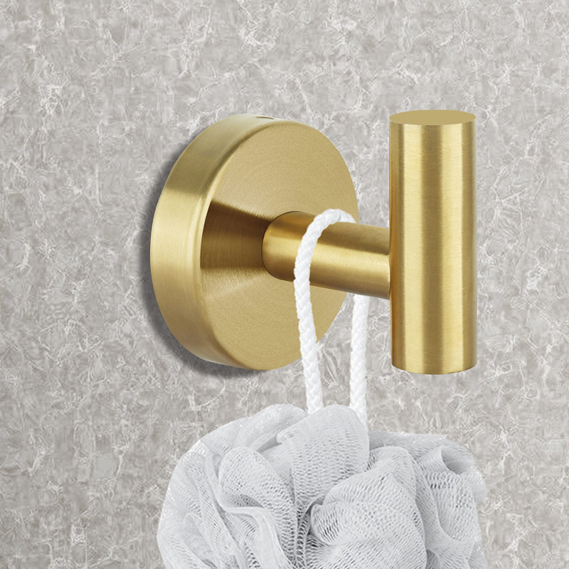 Paquet de 8 crochets muraux en acier inoxydable pour salle de bain, Gold