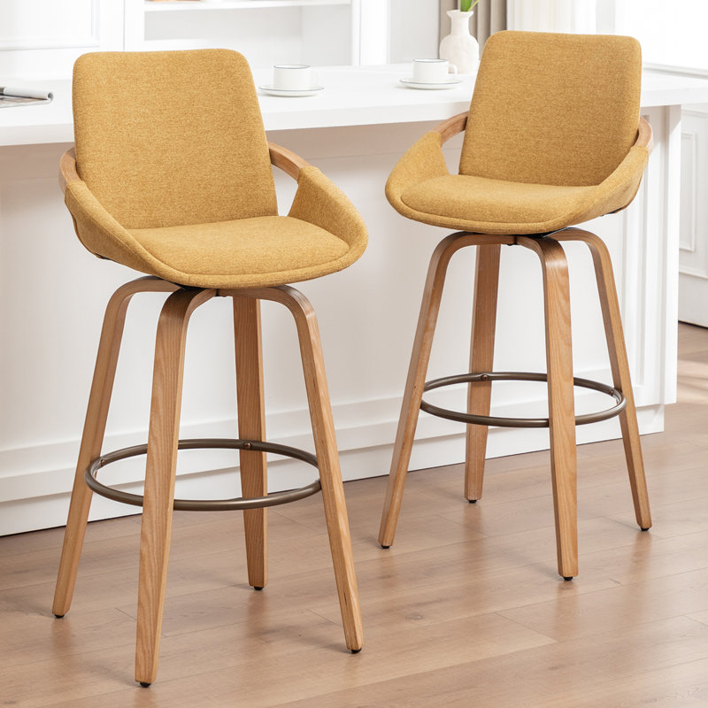Tabourets pivotants en polyester Uniondale, Jaune, Tabouret de bar (siège d'une hauteur de 30 po)