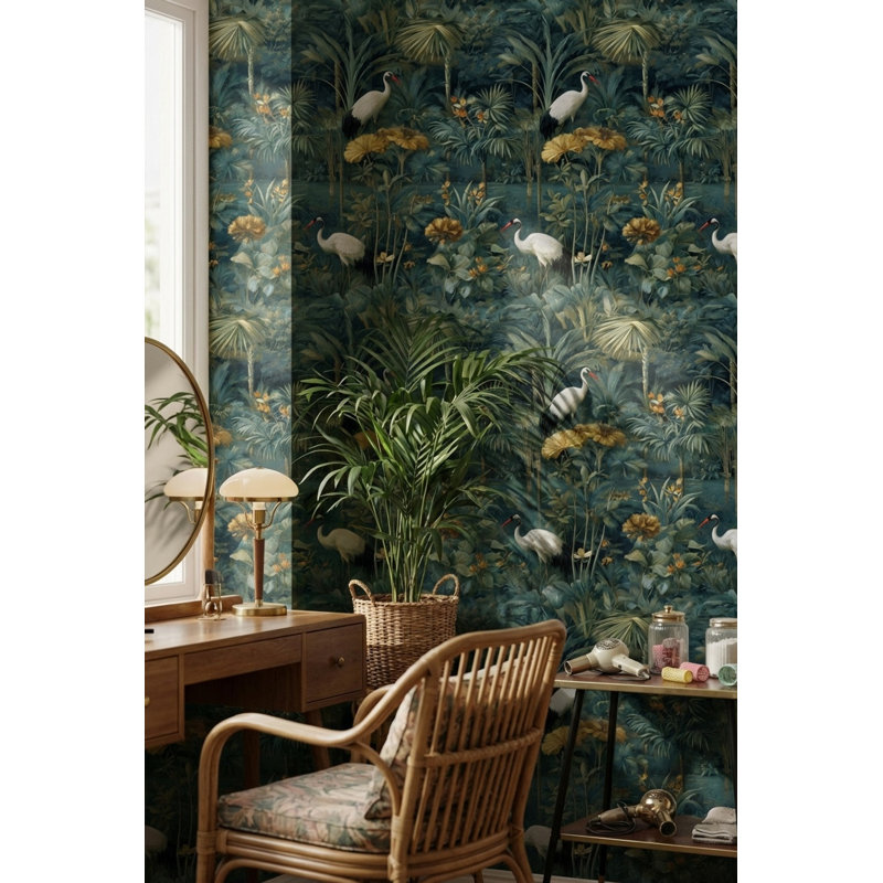 Papier peint floral amovible avec feuilles de palmier tropicales, Peler et coller